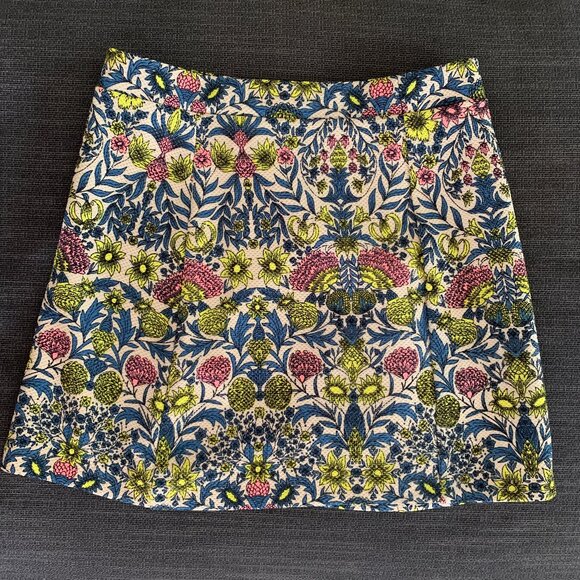 Mod Neon Floral Print Mini Skirt Size S - Picture 1 of 5